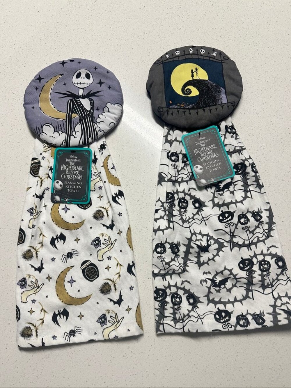 Disney Nightmare Before Christmas Hanging Kitchen Towels Set of 2 NWT